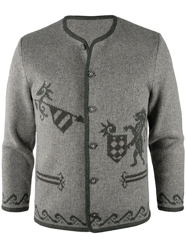 PREMIUM Trachtenstrickjacke Herren 100% Schurwolle Trachtenjanker Grau + Braun PREMIUM Trachtenstrickjacke Herren 100% Schurwolle Trachtenjanker Grau + Braun