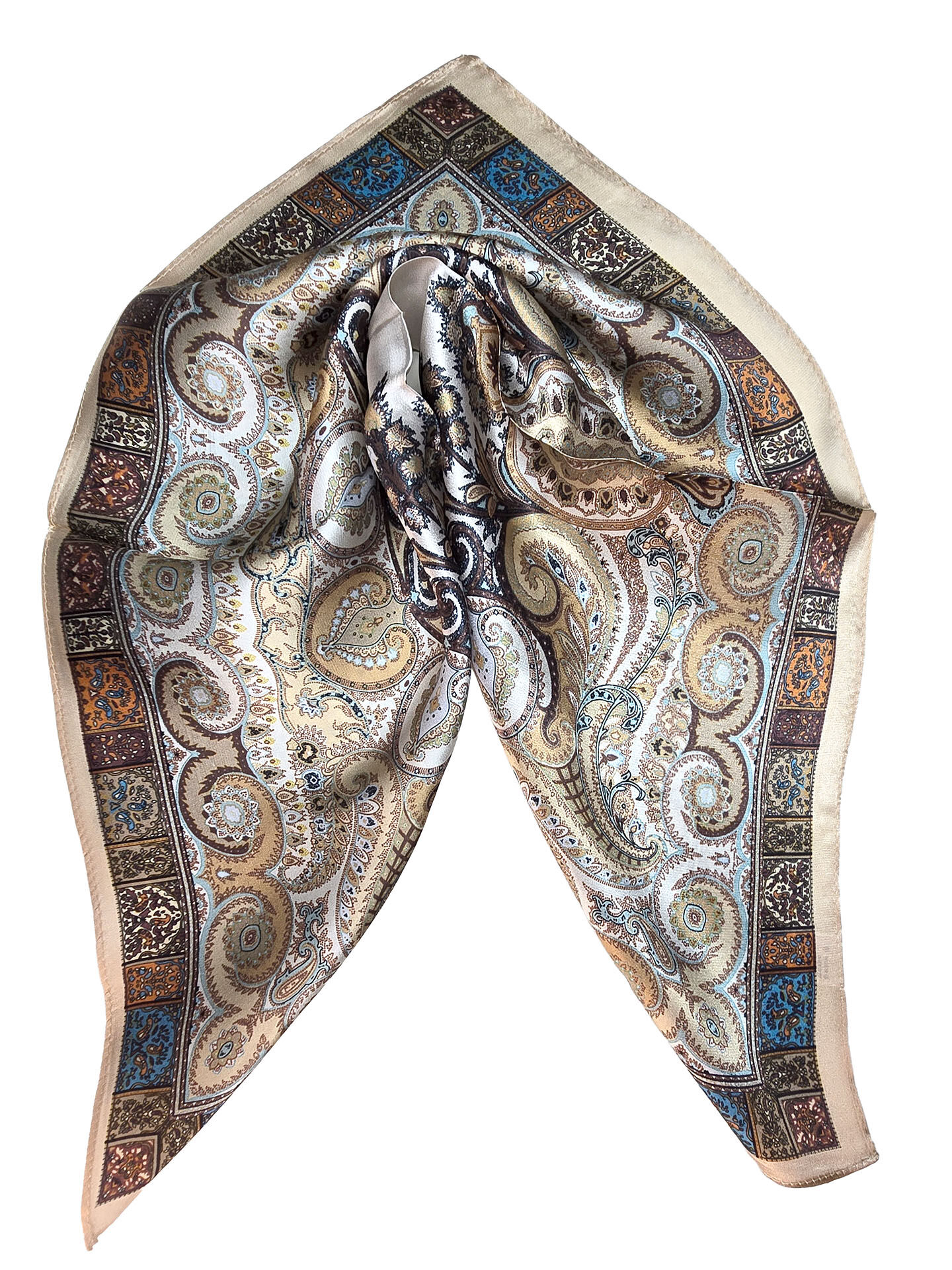 Seidenhalstuch Ascona Damen Herren Nickituch 100% Seide Beige