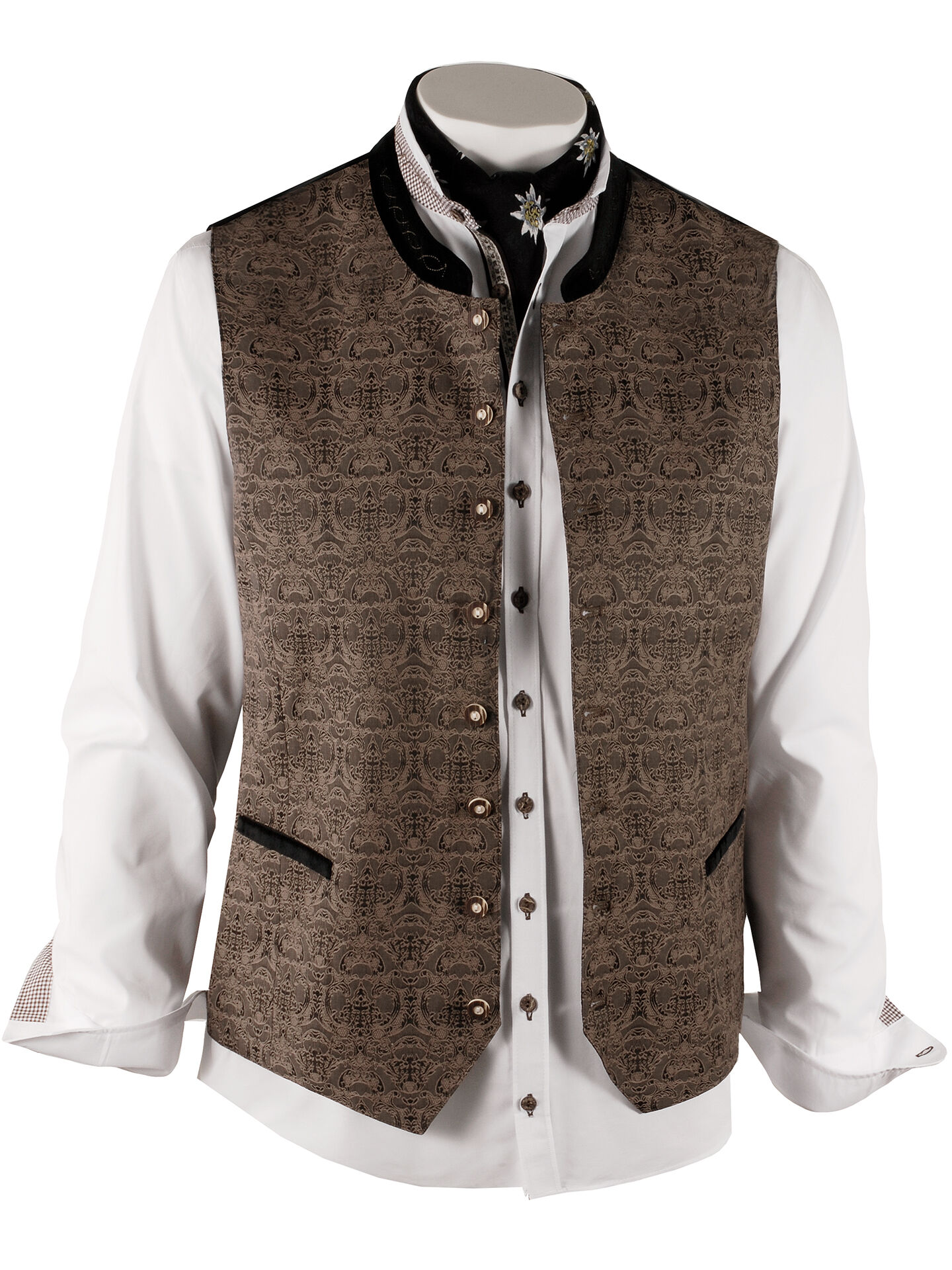 Trachtenweste Herrenweste Gilet Braun/Schwarz Trachtenweste Herrenweste Gilet Braun/Schwarz