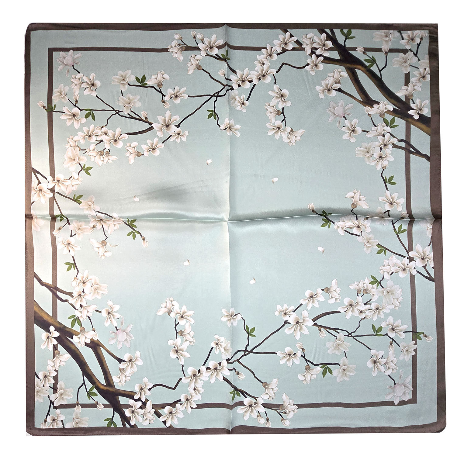 Seidenhalstuch Magnolia Damen Nickituch 100% Seide Hellblau