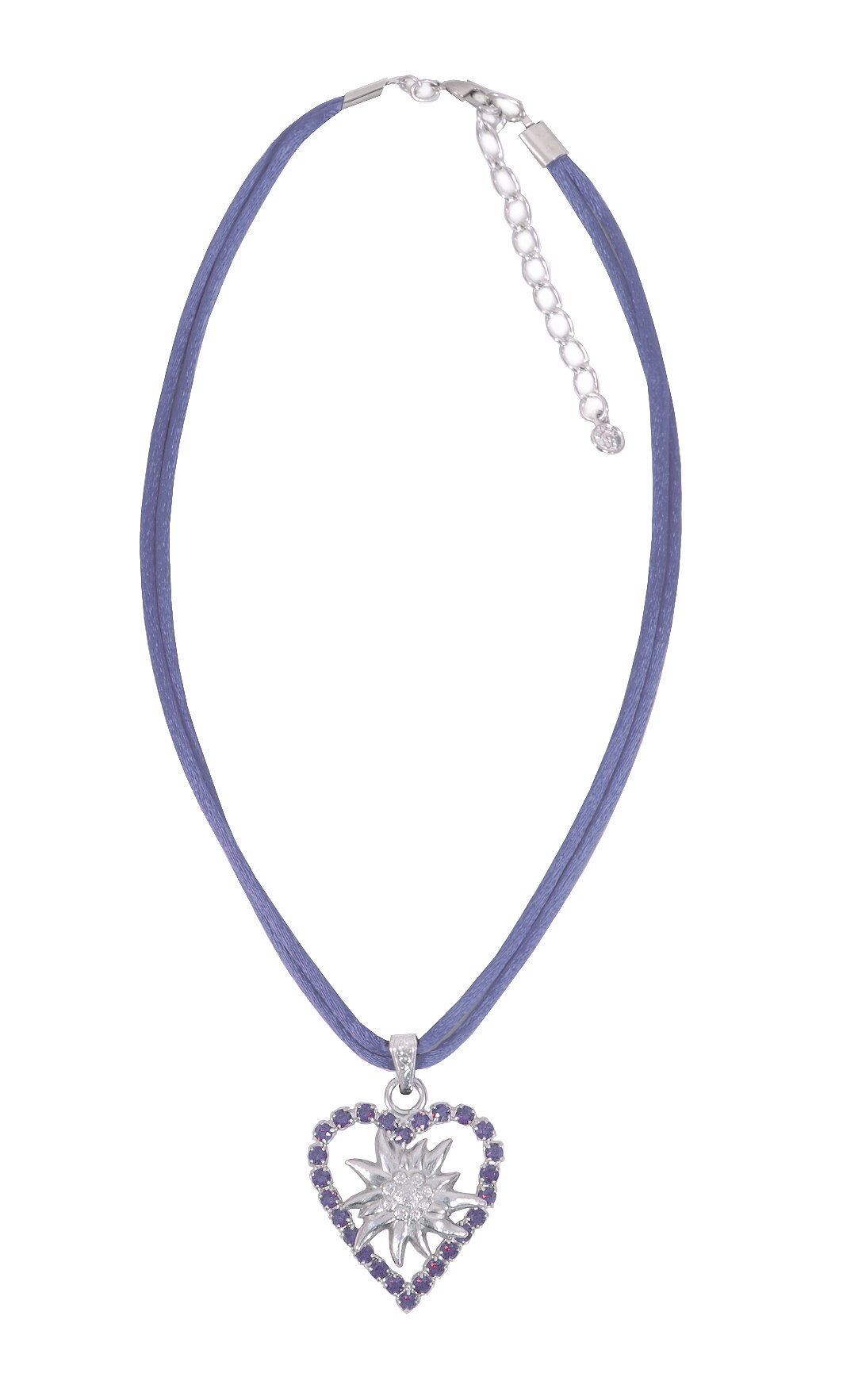 Trachtenherz Edelweißkette Swarovski Elements Blau Hellblau Trachtenherz Edelweißkette Swarovski Elements Blau Hellblau