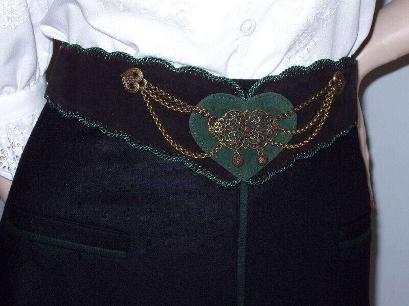 Trachtengürtel Leder Herzel Schwarz-Grün  (G)  Trachtengürtel Leder Herzel Schwarz-Grün  (G)