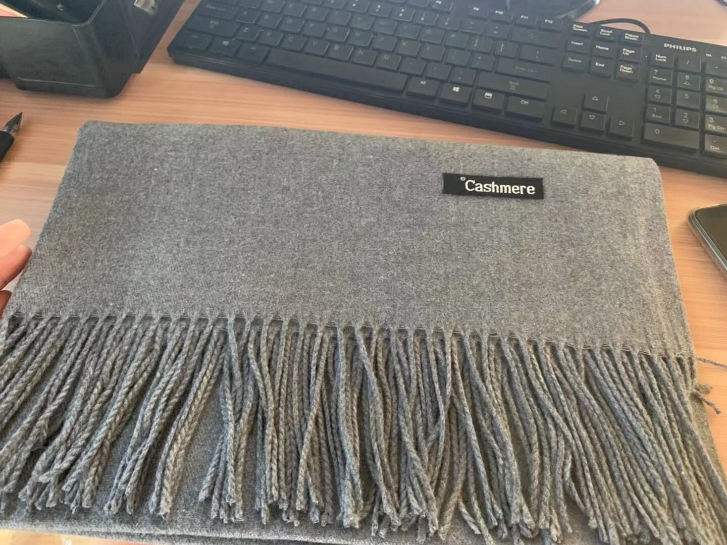 Pashmina Stola Kaschmir Umhang Cashmere Schal Damen Grau Mittelgrau