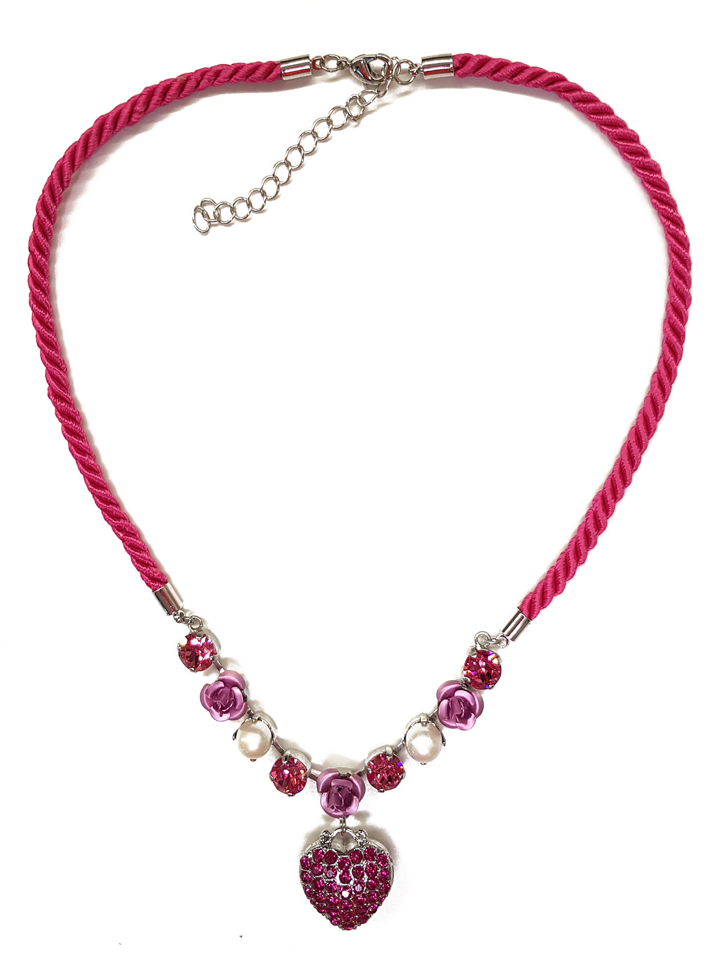 Premium Trachtenkette Herz-Rosen  Swarovski Elements