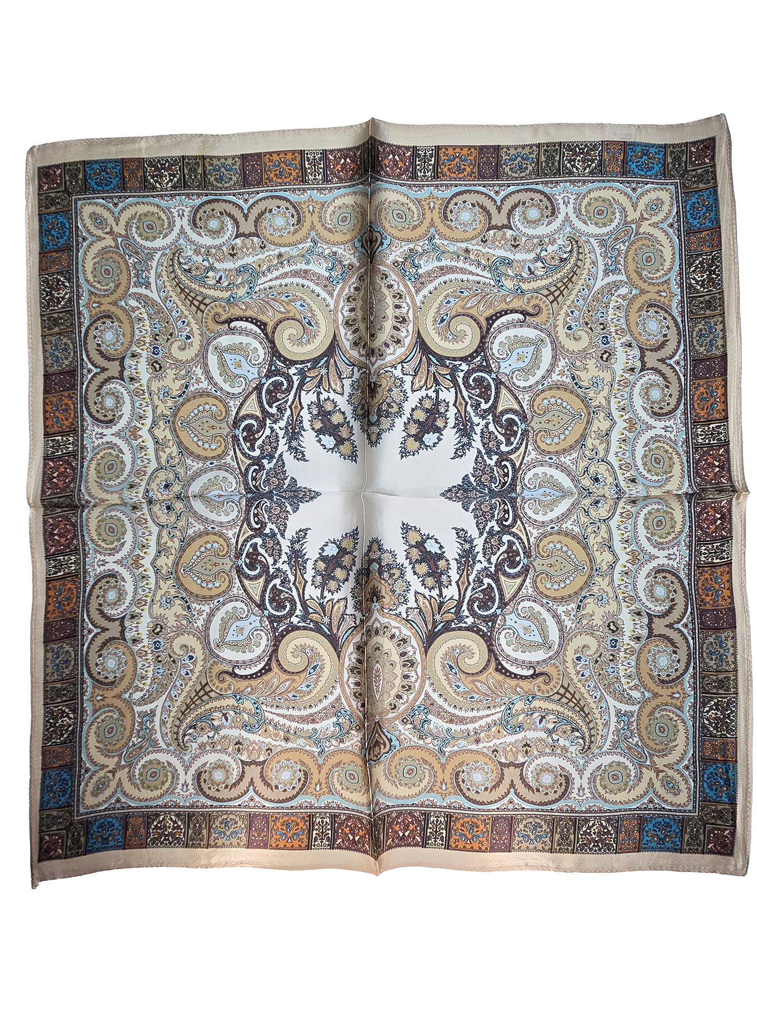 Seidenhalstuch Ascona Damen Herren Nickituch 100% Seide Beige