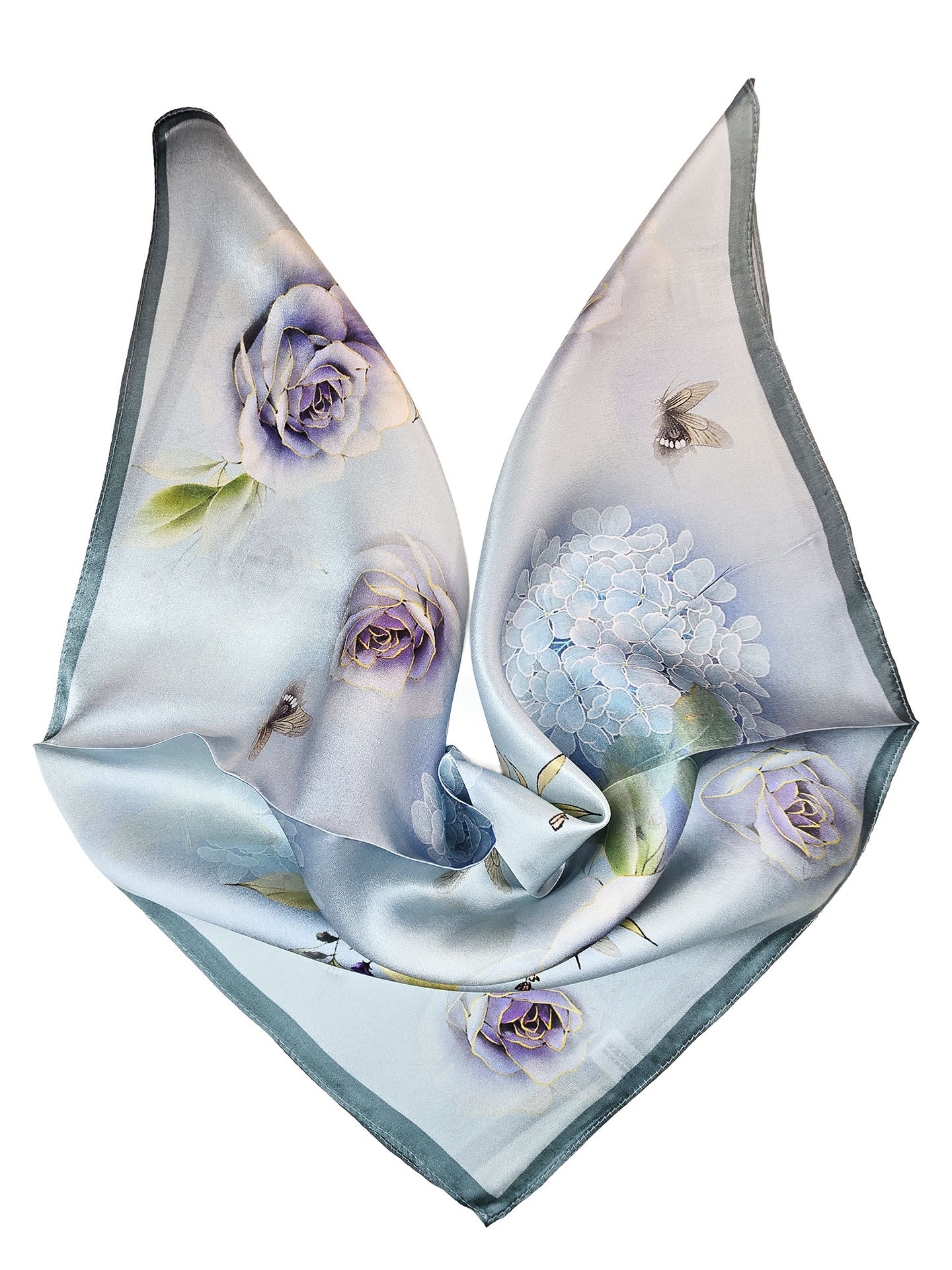 Seidenhalstuch Giardino Damen Nickituch 100% Seide Hellblau