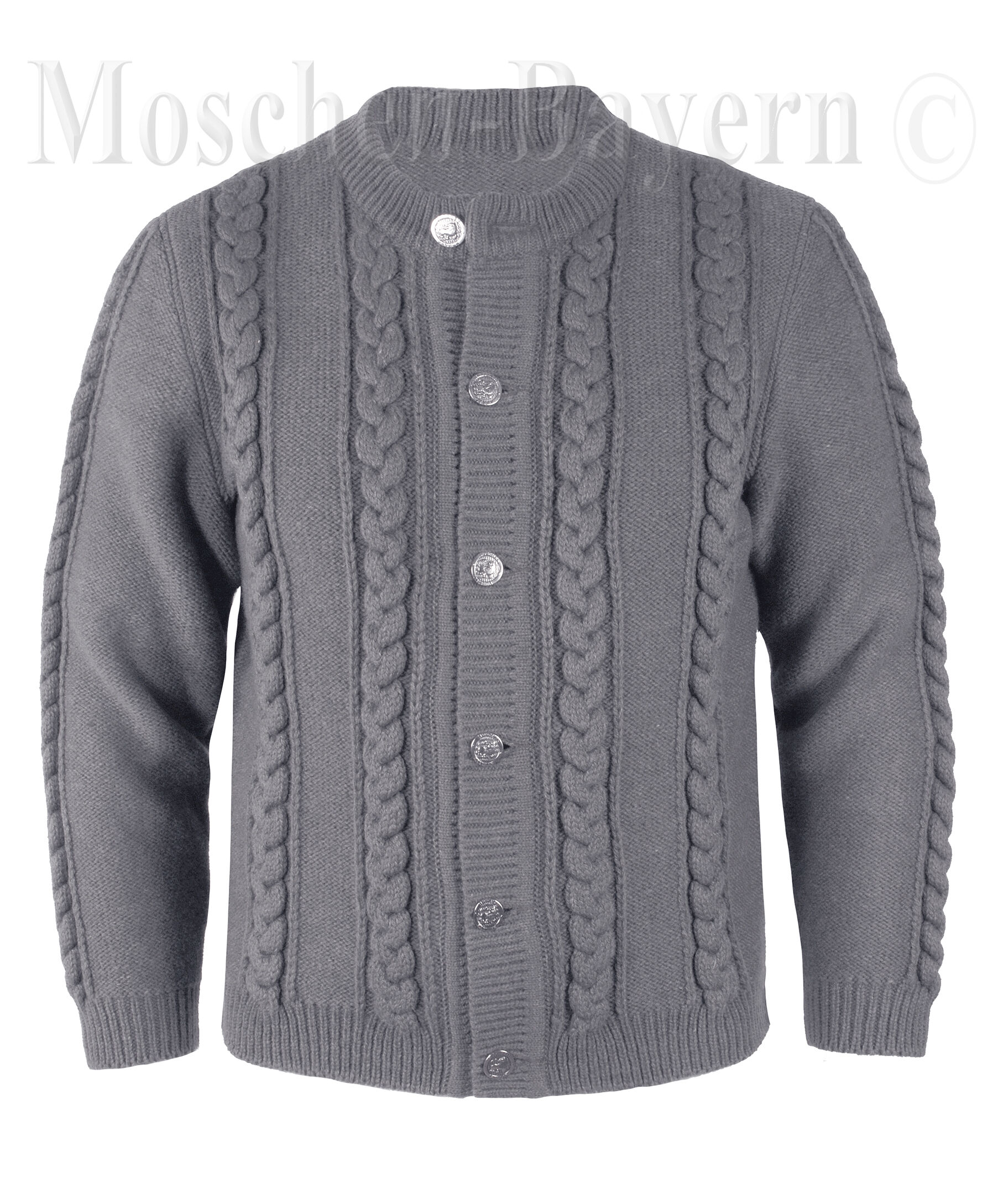 PREMIUM Trachtenstrickjacke Herren 100% Schurwolle Trachtenjanker Hellgrau + Mittelgrau PREMIUM Trachtenstrickjacke Herren 100% Schurwolle Trachtenjanker Hellgrau + Mittelgrau