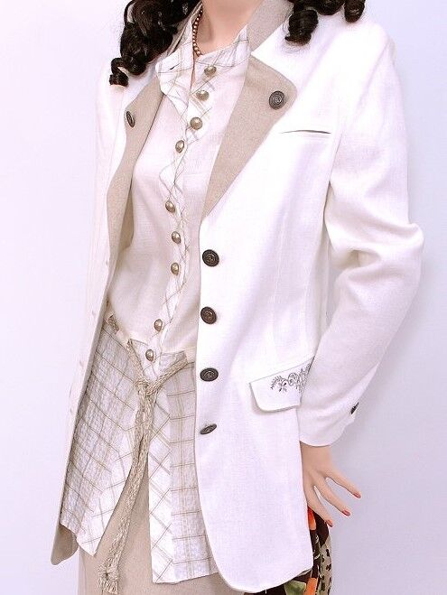Trachtenblazer Damen Gehrock Leinenblazer mit Stickerei Creme Trachtenblazer Damen Gehrock Leinenblazer mit Stickerei Creme