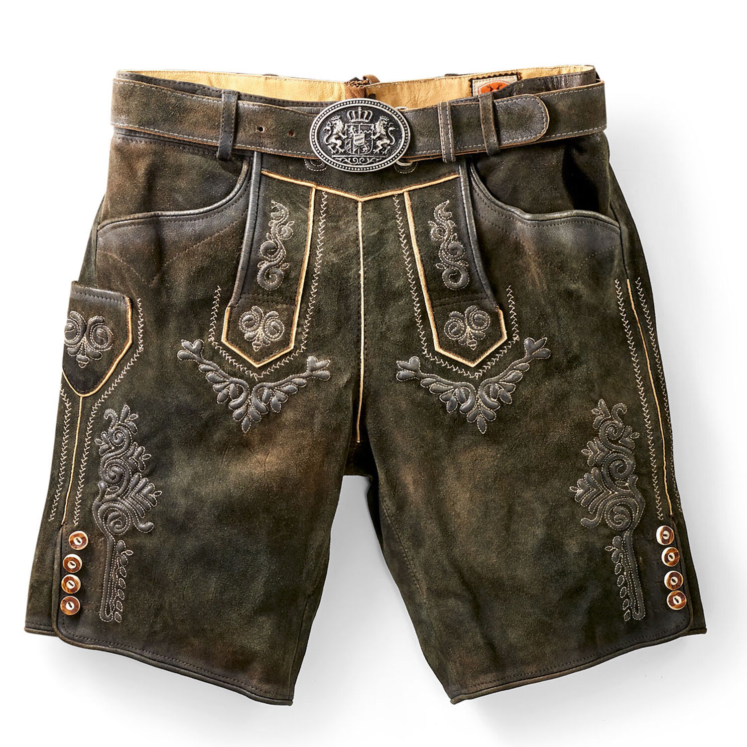 Trachtenlederhose kurze Lederhose Herren Dunkelbraun-Antik  Trachtenlederhose kurze Lederhose Herren Dunkelbraun-Antik