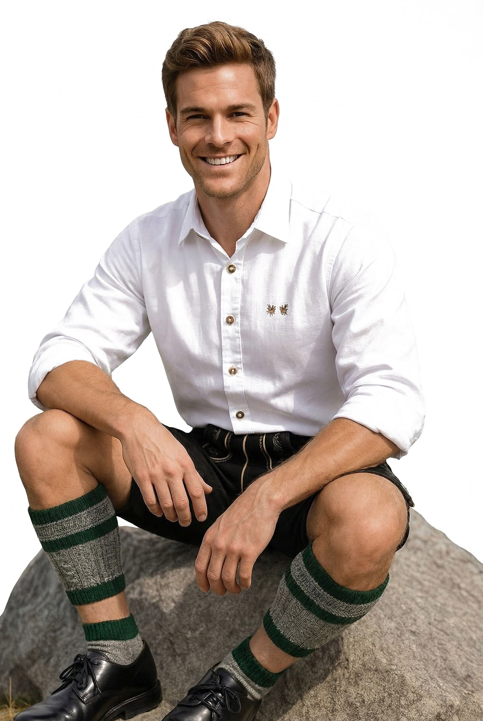 Trachtenstutzen Herren Wadenwärmer Tracht Loferl zur Lederhose Grau-Grün