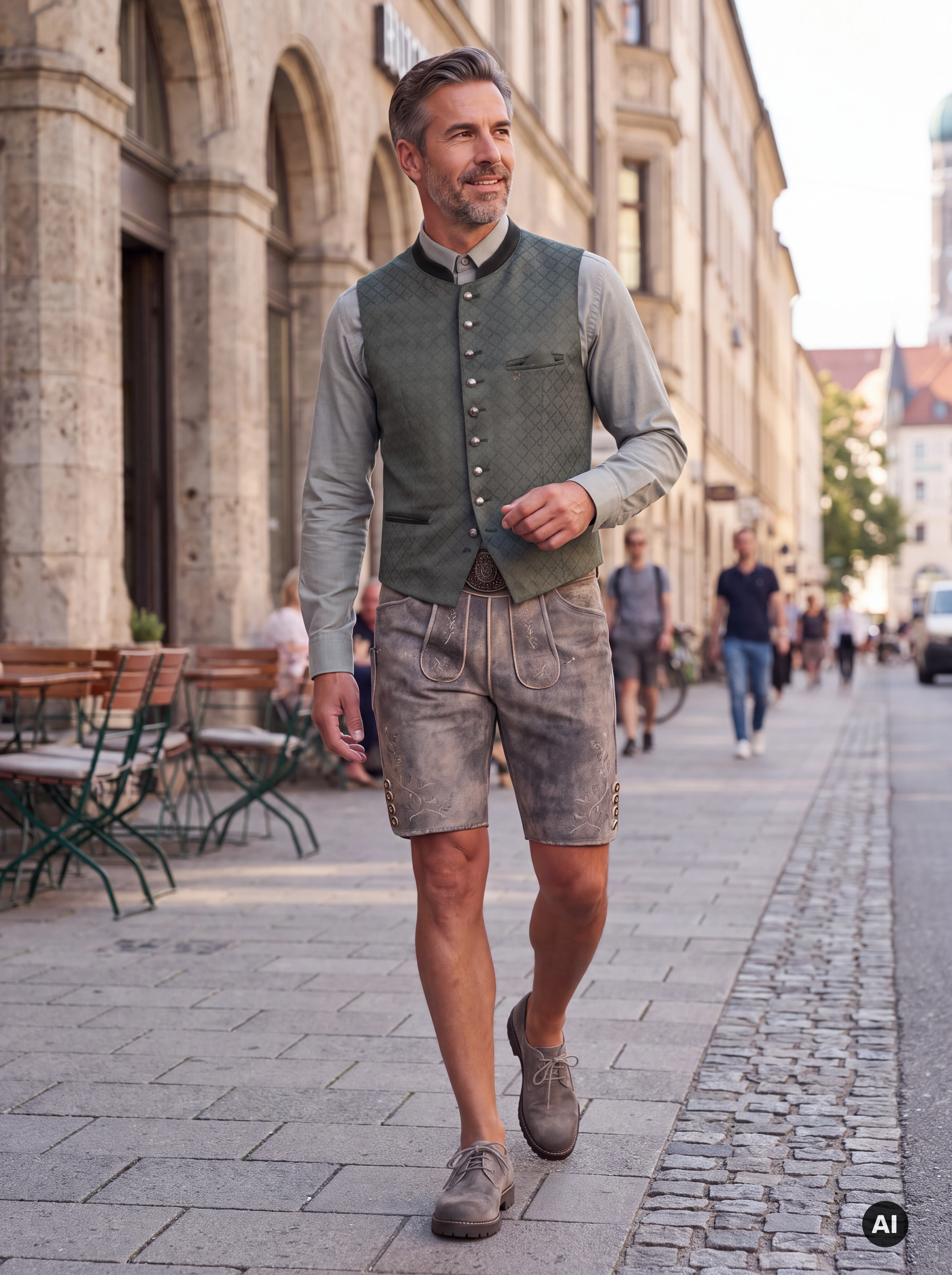 Herren Trachtenweste Jannik Dunkelgrün/Tanne mit Stehkragen