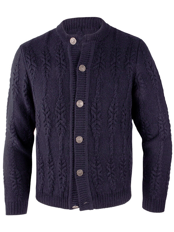 PREMIUM Trachtenstrickjacke Herren 100% Schurwolle Trachtenjanker Marine Blau PREMIUM Trachtenstrickjacke Herren 100% Schurwolle Trachtenjanker Marine Blau