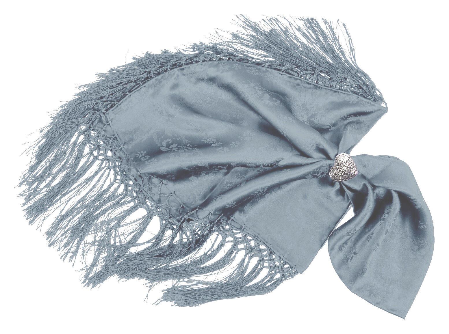 Trachtentuch Dirndltuch Seidentuch 100% Seide Mittelblau