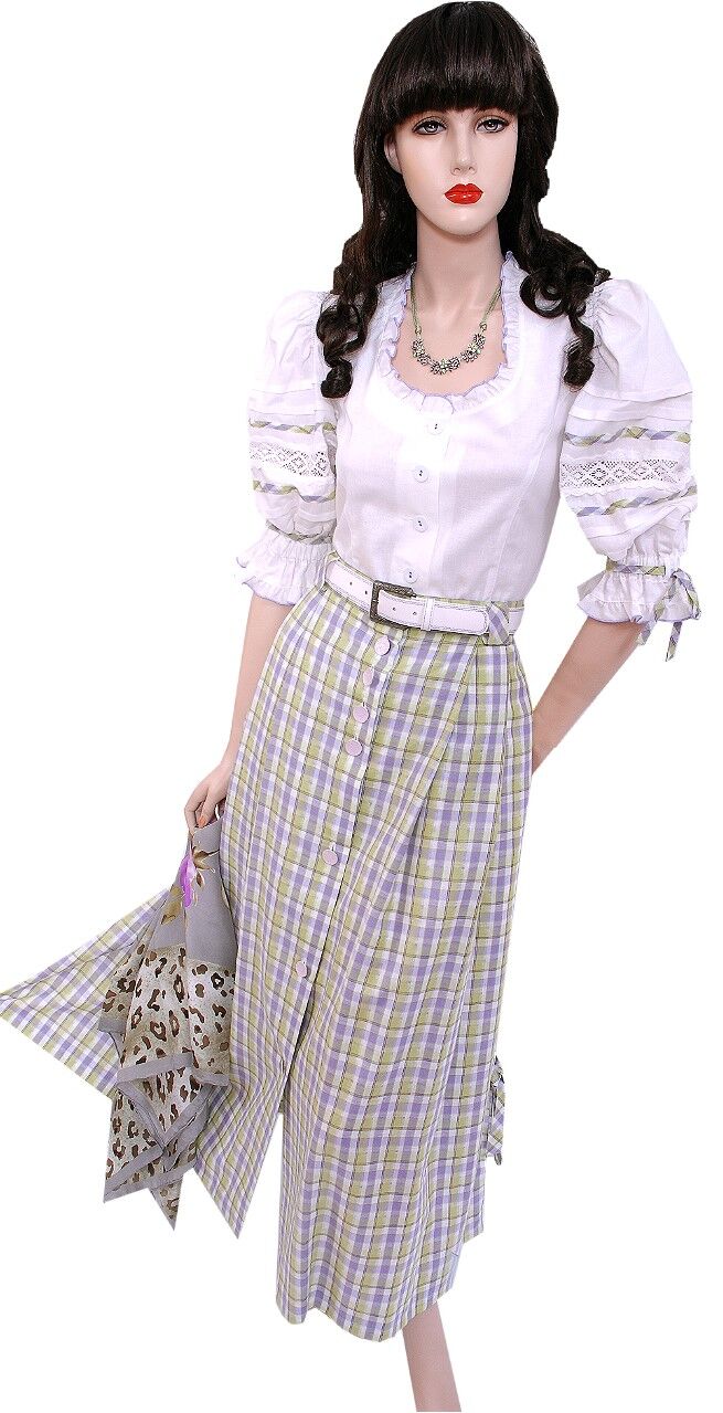 Trachten-Ensemble Trachtenbluse mit Rock Weiß Flieder-Grün  Trachten-Ensemble Trachtenbluse mit Rock Weiß Flieder-Grün