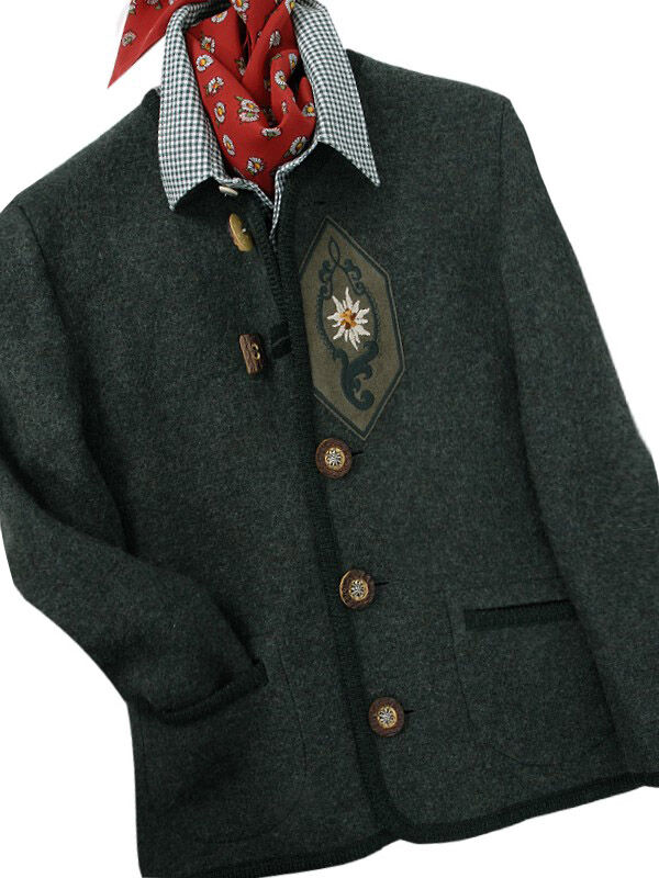 Trachtenjacke Jungen/Buben 100% Merinowolle Anthrazit