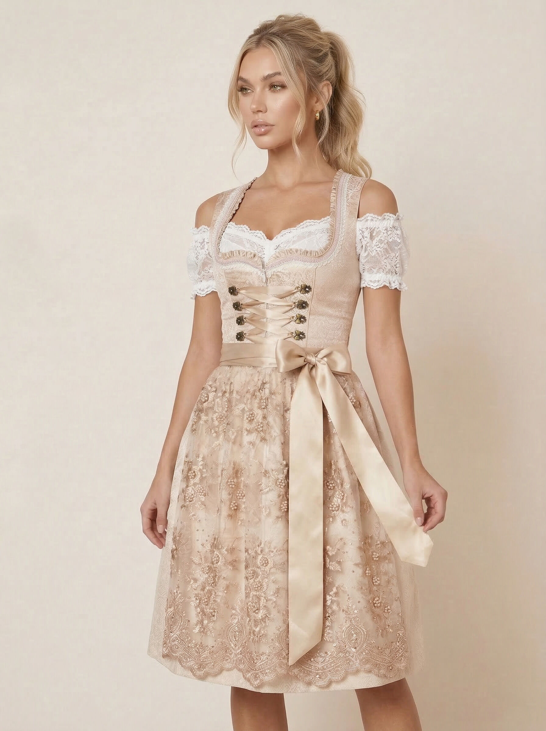 Mini Dirndl Anna Beige 65 cm