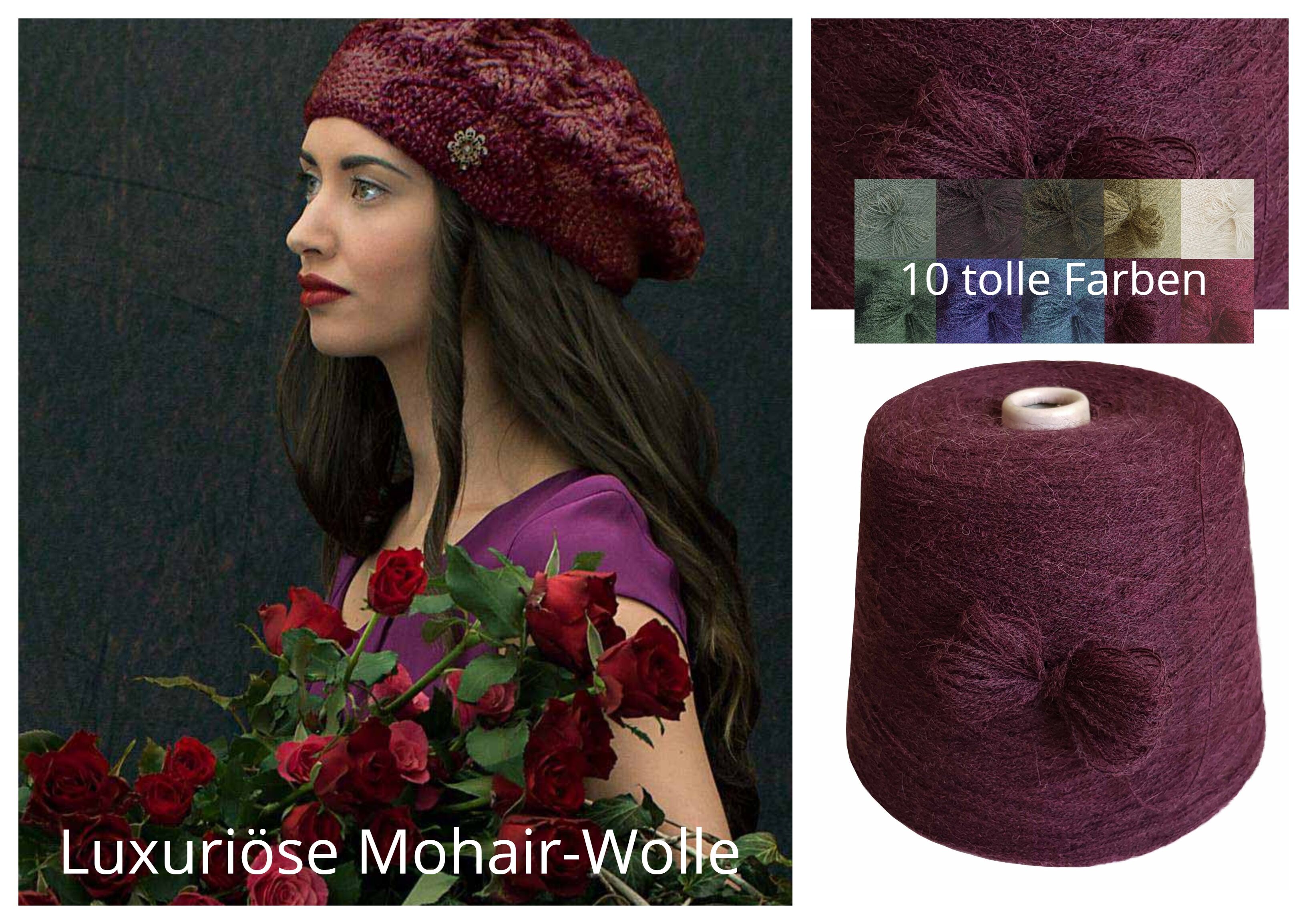 PREMIUM MOHAIR/SCHURWOLLE/Mix - STRICKWOLLE - 1 Konen/800 Gramm Weinrot Boreauxe PREMIUM MOHAIR/SCHURWOLLE/Mix - STRICKWOLLE - 1 Konen/800 Gramm Weinrot Boreauxe