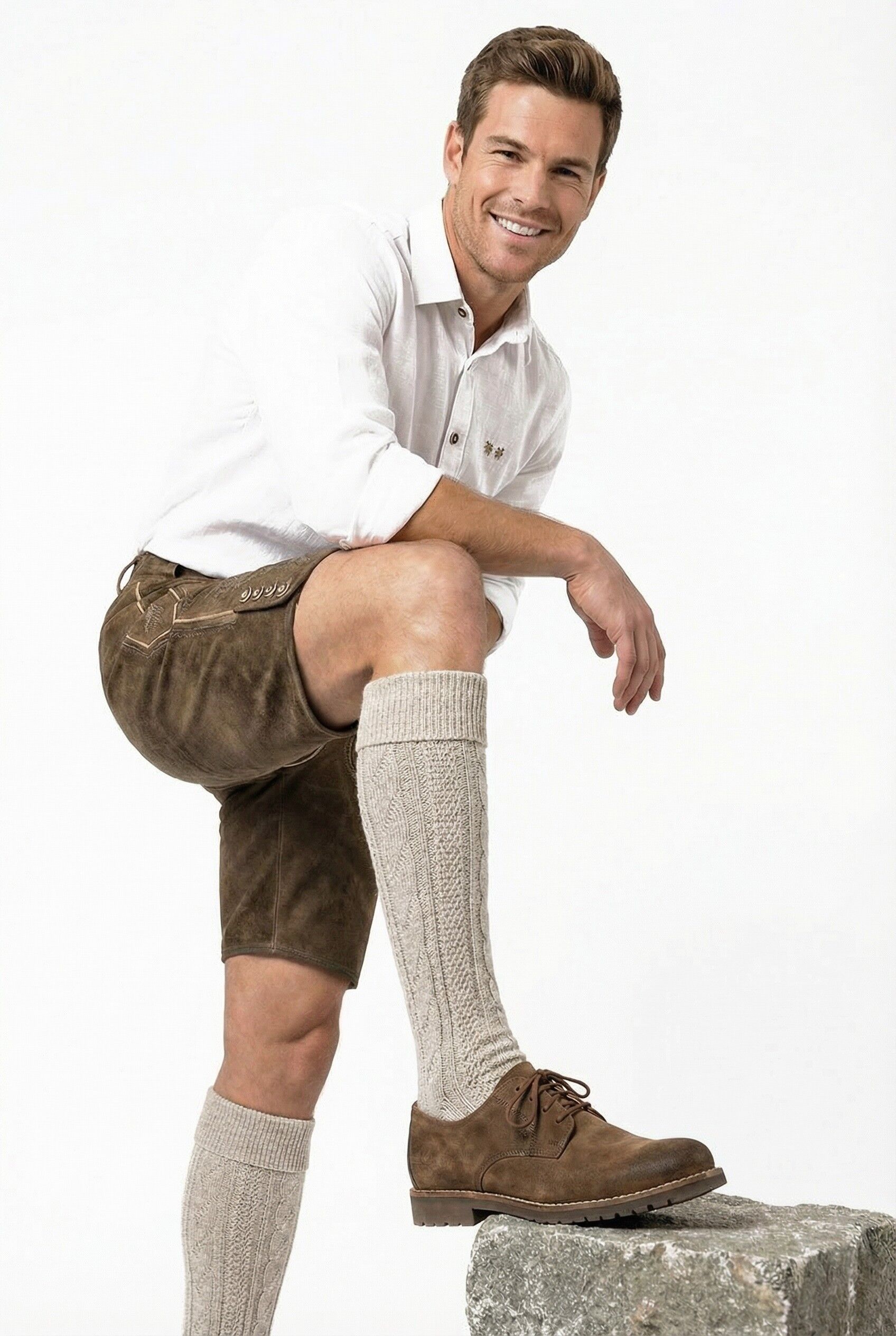 Trachtenstrümpfe Herren Trachtenkniestrumpf Beige