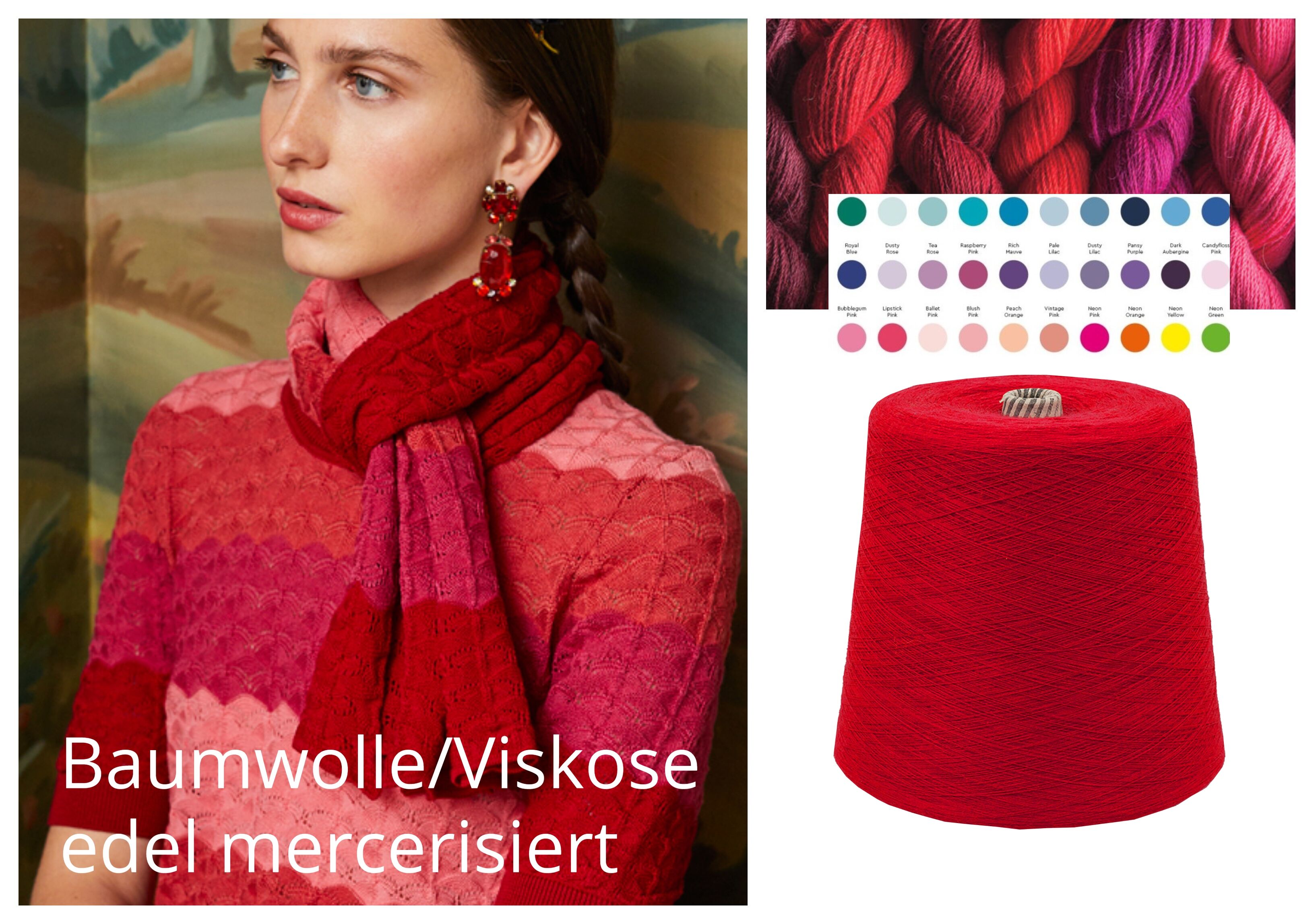 WOLLE zum STRICKEN BAUMWOLLE/VISKOSE Mix 1 KG Konen/1000 Gramm Rot WOLLE zum STRICKEN BAUMWOLLE/VISKOSE Mix 1 KG Konen/1000 Gramm Rot