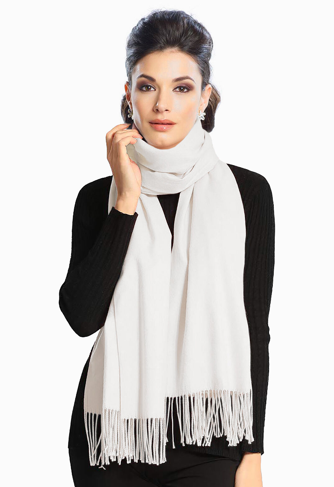 Pashmina Stola Kaschmir Umhang Cashmere Schal Damen Weiß Pashmina Stola Kaschmir Umhang Cashmere Schal Damen Weiß