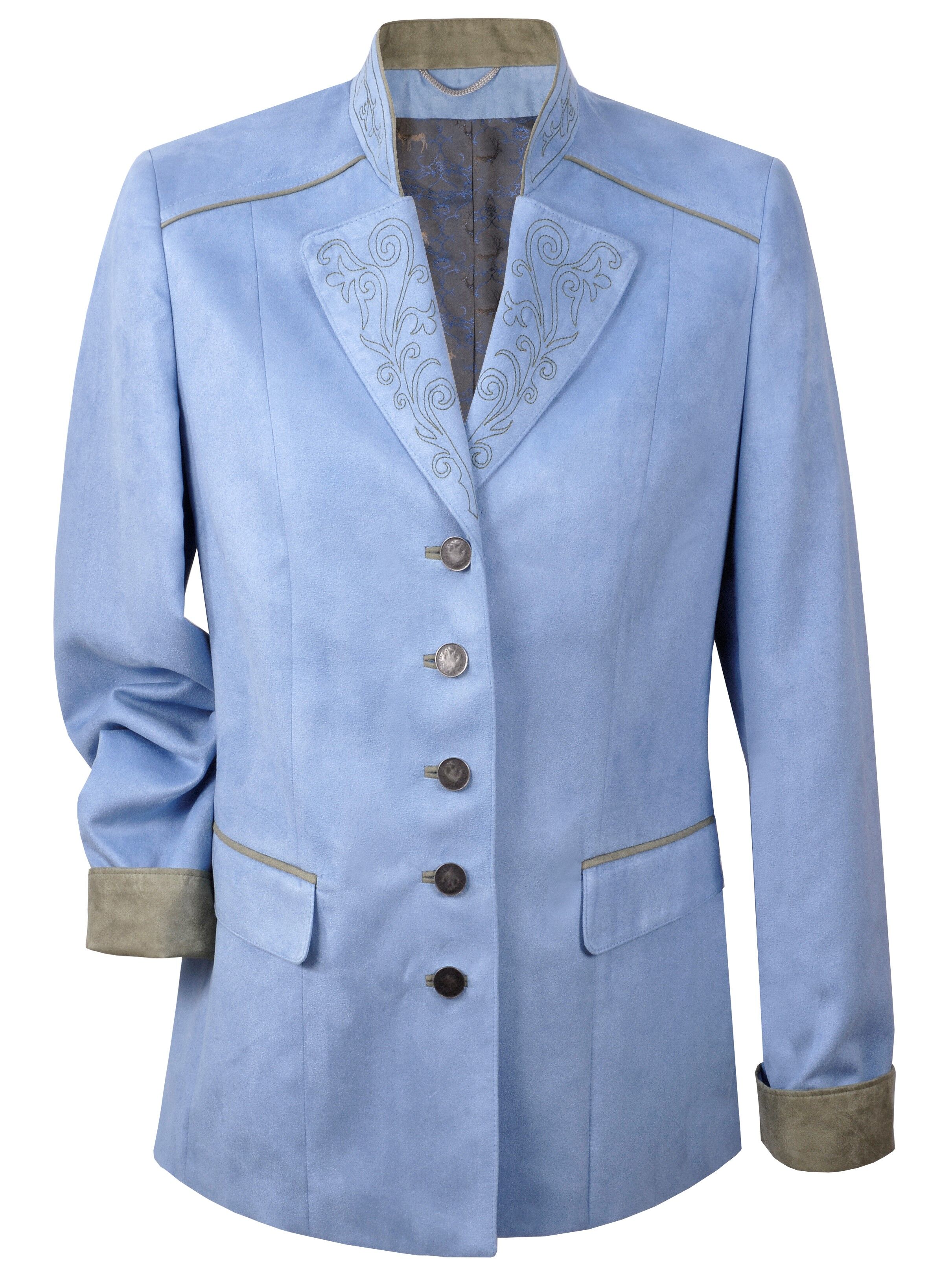 PREMIUM Trachtenblazer Gehrock Damen Wildleder-Imitat  Blau  PREMIUM Trachtenblazer Gehrock Damen Wildleder-Imitat  Blau