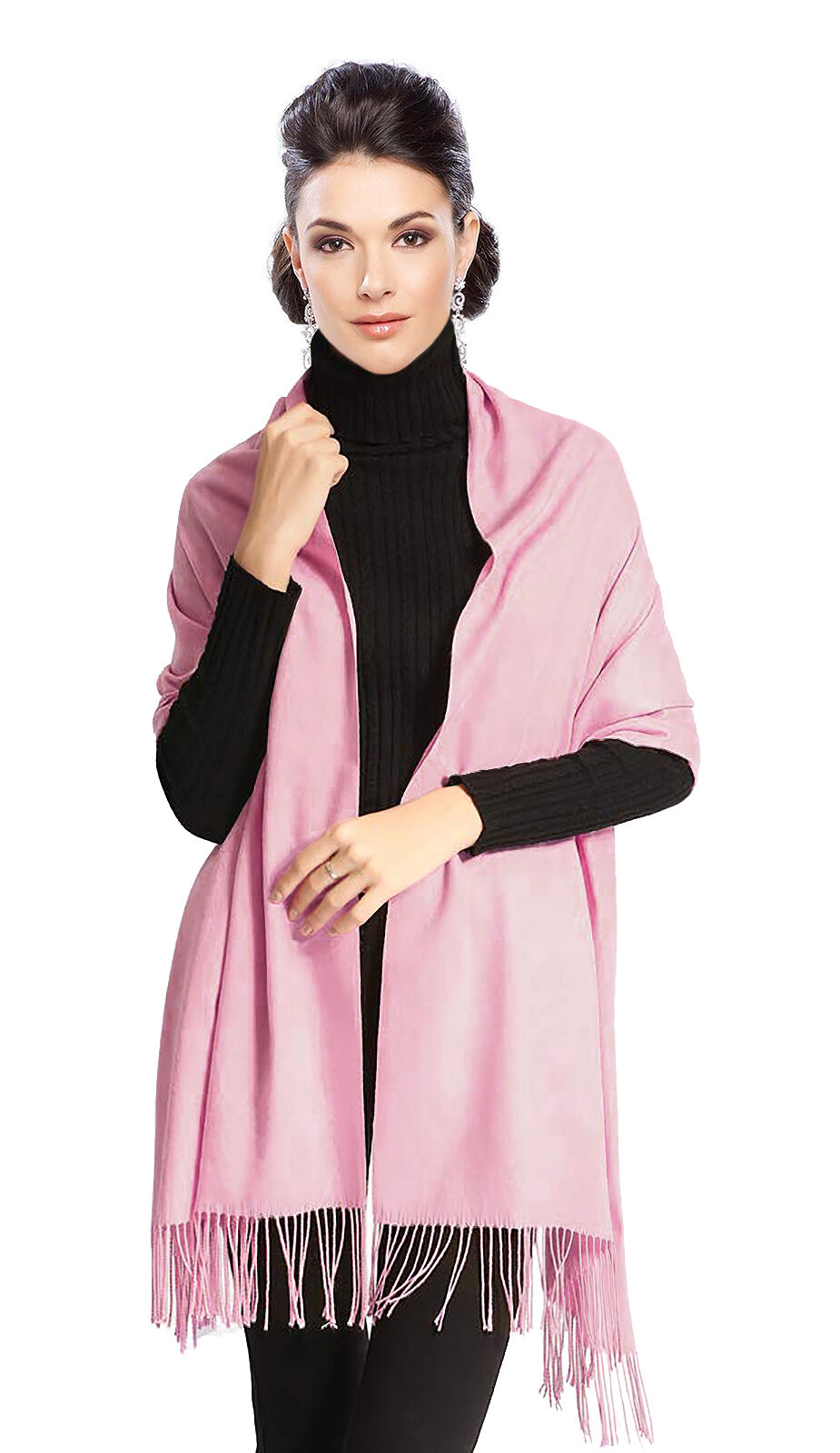 Pashmina Stola Umhang Cashmere Schal Baumwolle Damen Hellrosa Pashmina Stola Umhang Cashmere Schal Baumwolle Damen Hellrosa