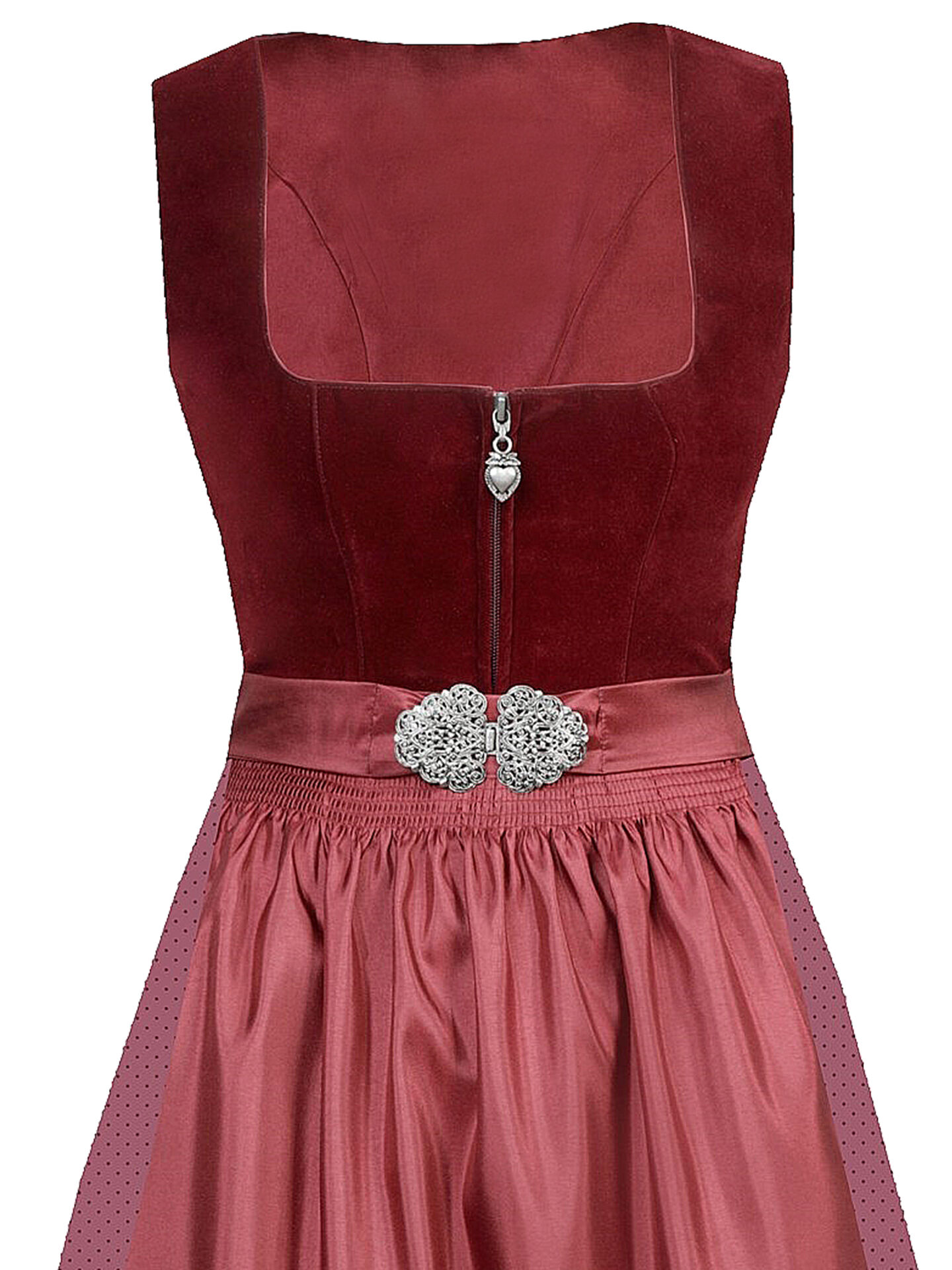 Samtdirndl Midi - kurzes Dirndl + Satinschürze Weinrot Samtdirndl Midi - kurzes Dirndl + Satinschürze Weinrot