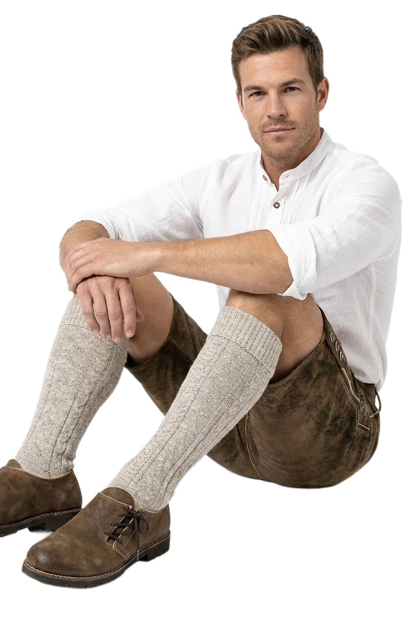 Trachtenstrümpfe Herren Trachtenkniestrumpf Beige