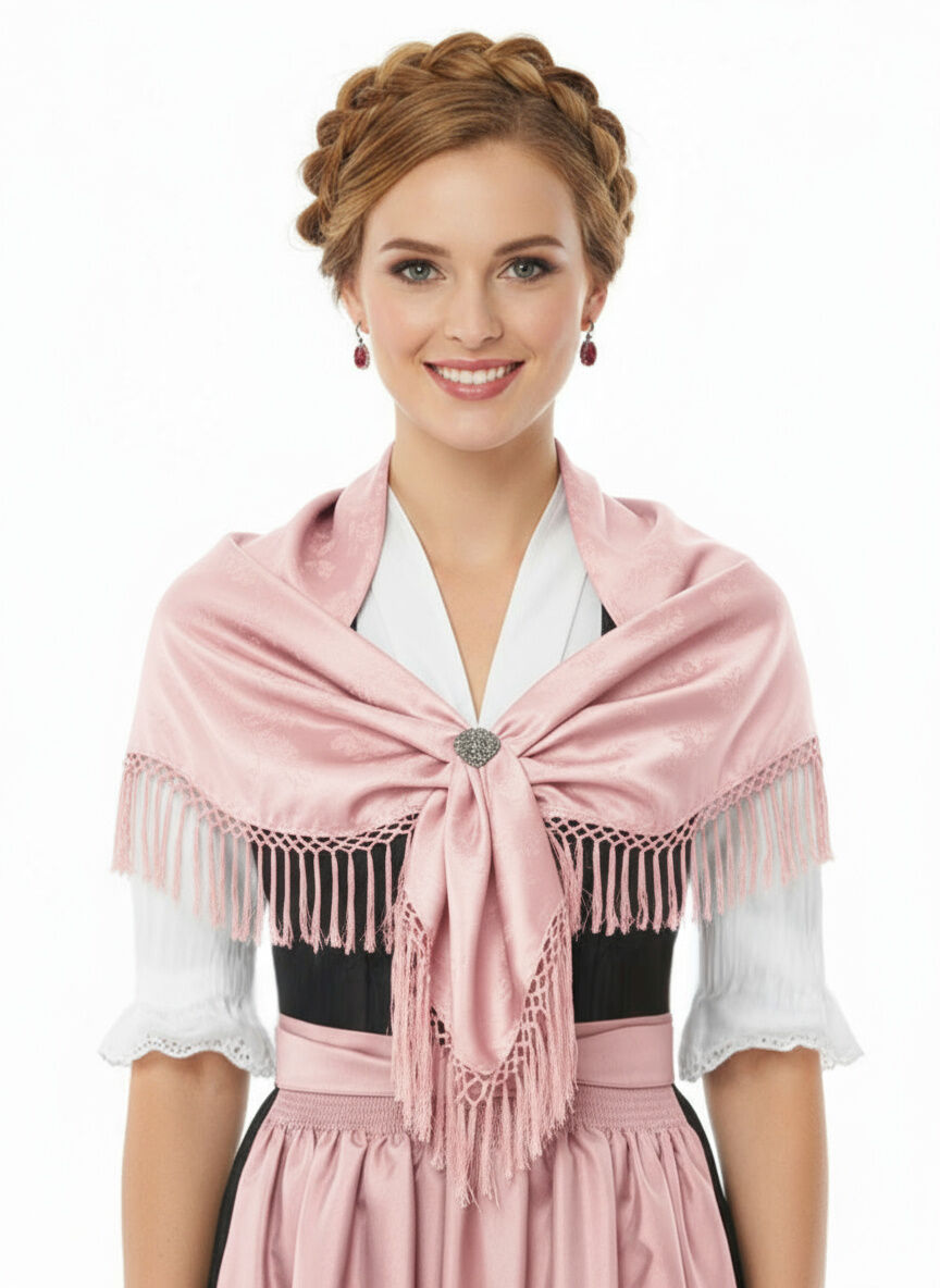 Trachtentuch Dirndltuch Seidentuch 100% Seide Hell-Rosa