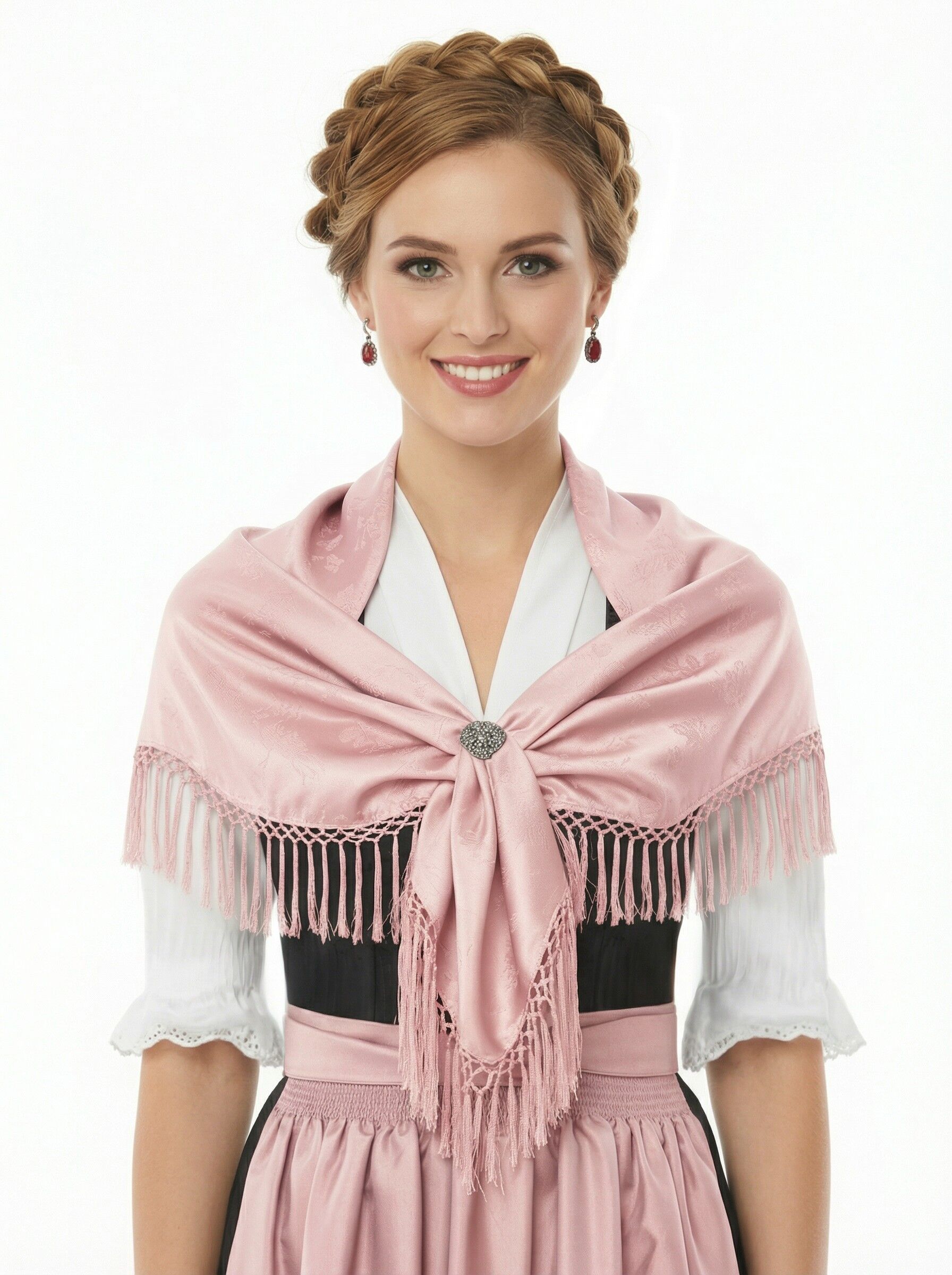 Trachtentuch Dirndltuch Seidentuch 100% Seide Hell-Rosa