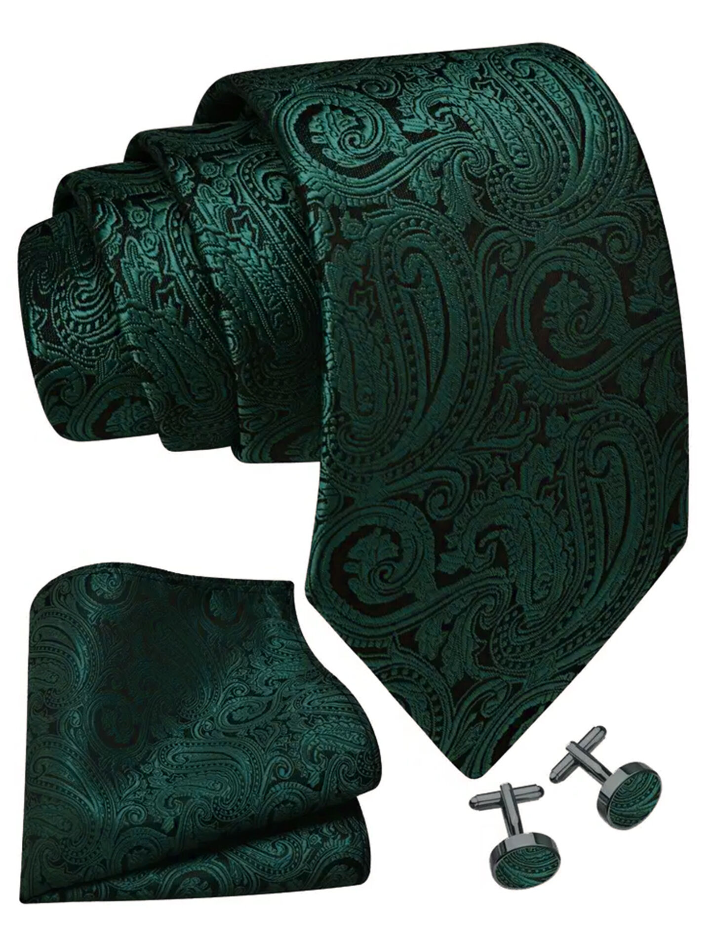 Trachtenkrawatte Paisley 100% Seide 3-tlg. Set festlich + Einstecktuch + Manschettenknöpfen Trachtenkrawatte Paisley 100% Seide 3-tlg. Set festlich + Einstecktuch + Manschettenknöpfen