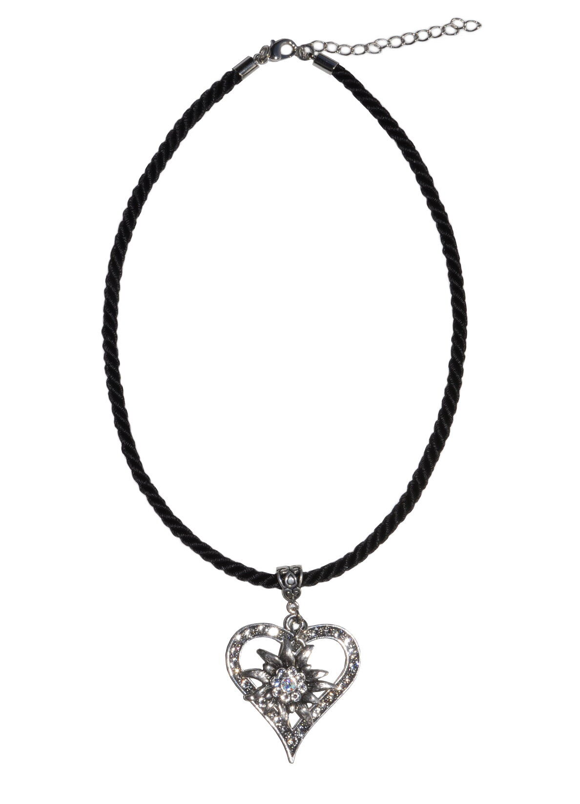 Trachtenherz Edelweißkette mit Swarovski-Kristall Trachtenherz Edelweißkette mit Swarovski-Kristall
