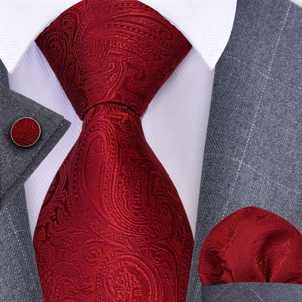 BAJIE Herrenkrawatte Grün - Seidenkrawatte Mit Einstecktuch Set