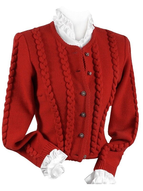Trachtenstrickjacke Damen Dirndljacke Merinowolle Creme Natur