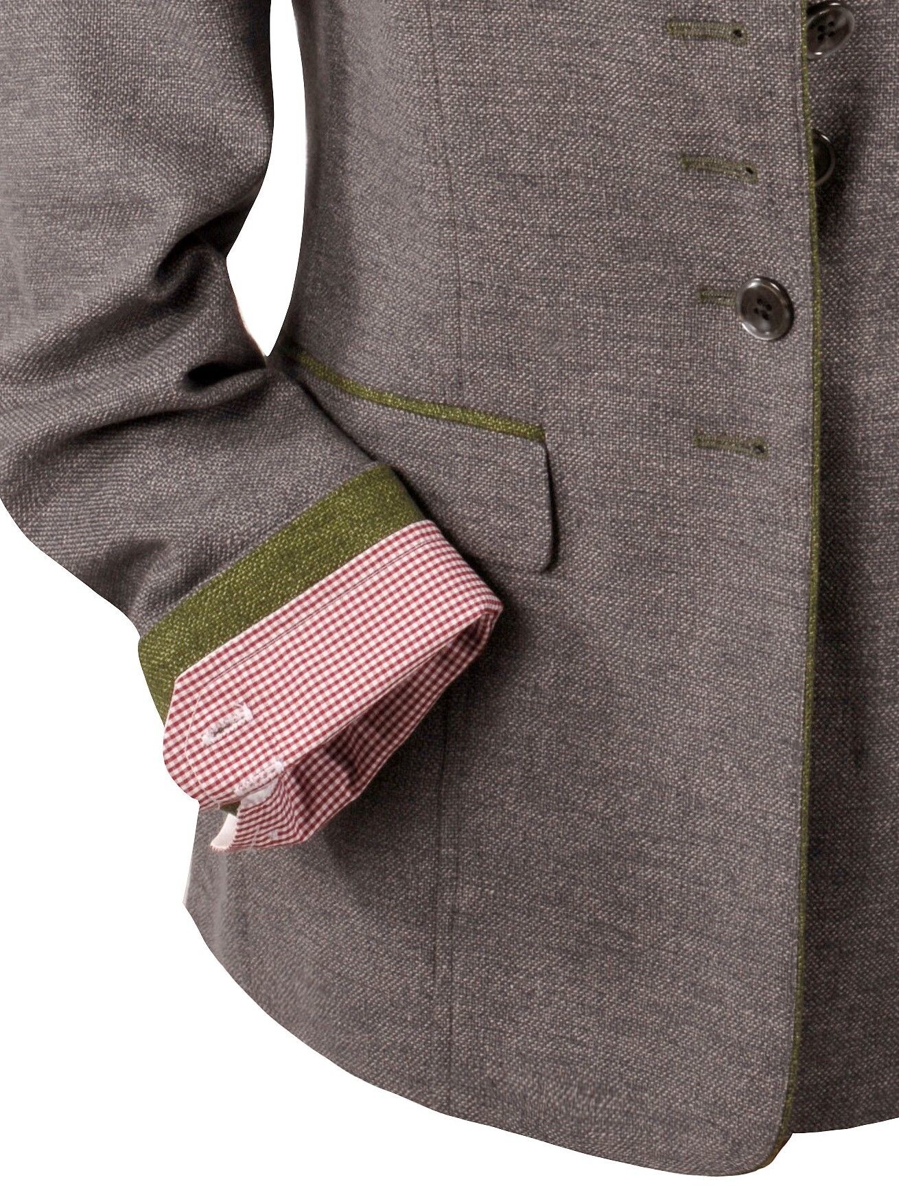 Heritage Trachten Statement Blazer – Fuchsia Linen & Olive Contrast main image 1
